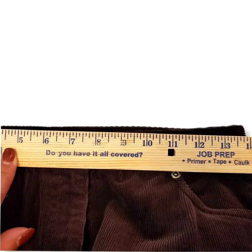 Women 90s Y2K Brown Straight Leg Fine Corduroy Pant 4P Country Fall Cabincore
